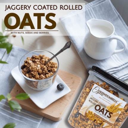 GreenDumbells Organics Jaggery Coated Rolled Oats with milk